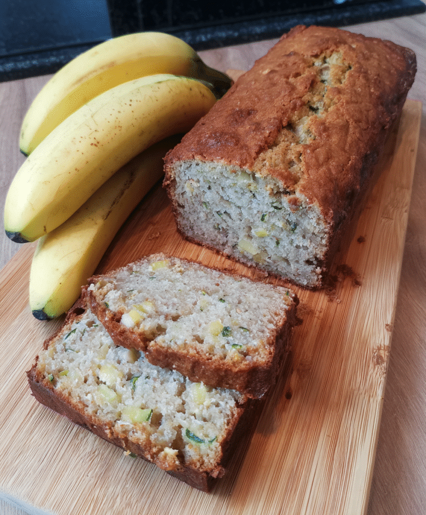 Banana Pineapple Zucchini Bread baking in the oven