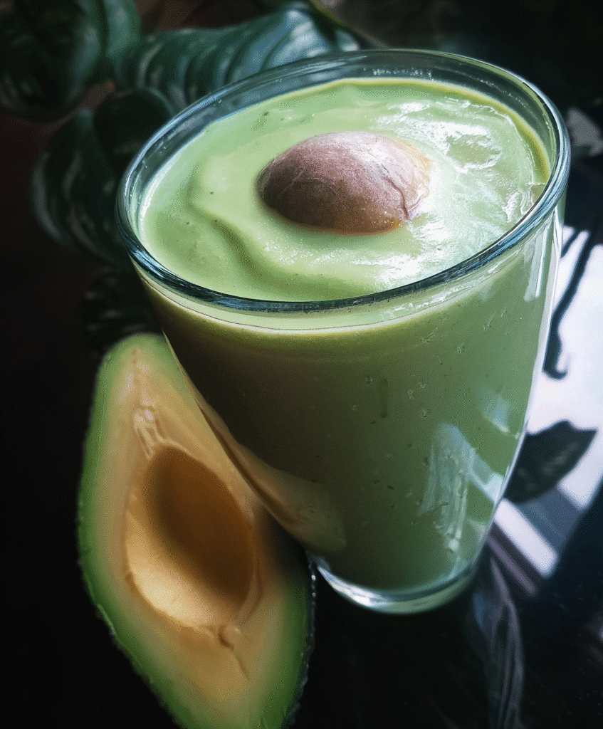 Blending Avocado Banana Spinach Smoothie in a Blender