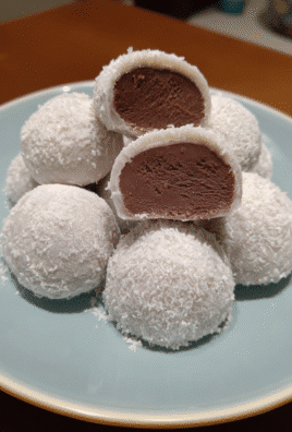 Chocolate Mochi Ice Cream with Chewy Mochi and Creamy Chocolate Ice Cream