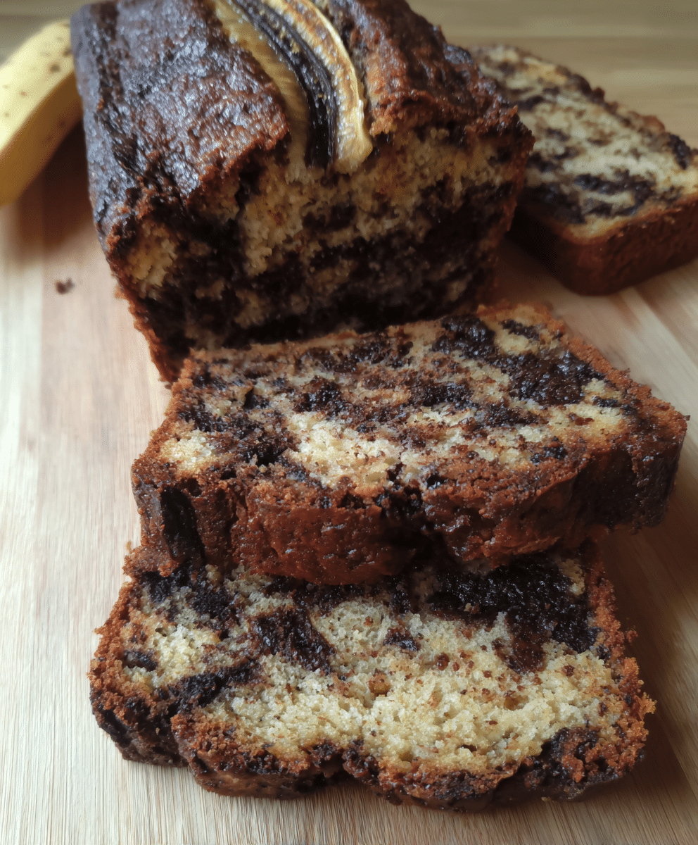 Mashing ripe bananas for espresso chocolate banana bread