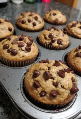 Healthy chocolate chip banana bread muffins fresh out of the oven