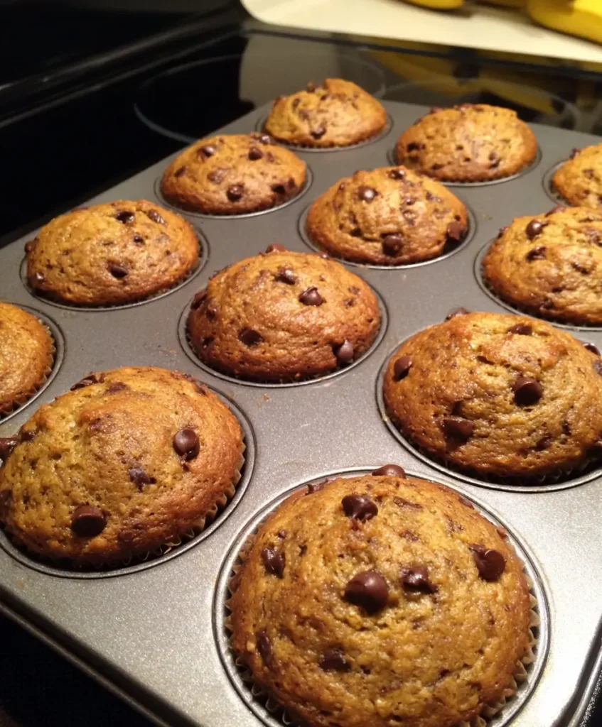 Mixing wet ingredients for healthy banana bread muffins with chocolate chips