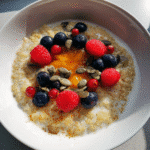 Ingredients for quinoa flakes porridge