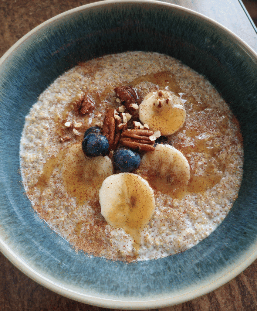 Quinoa flakes porridge recipe card