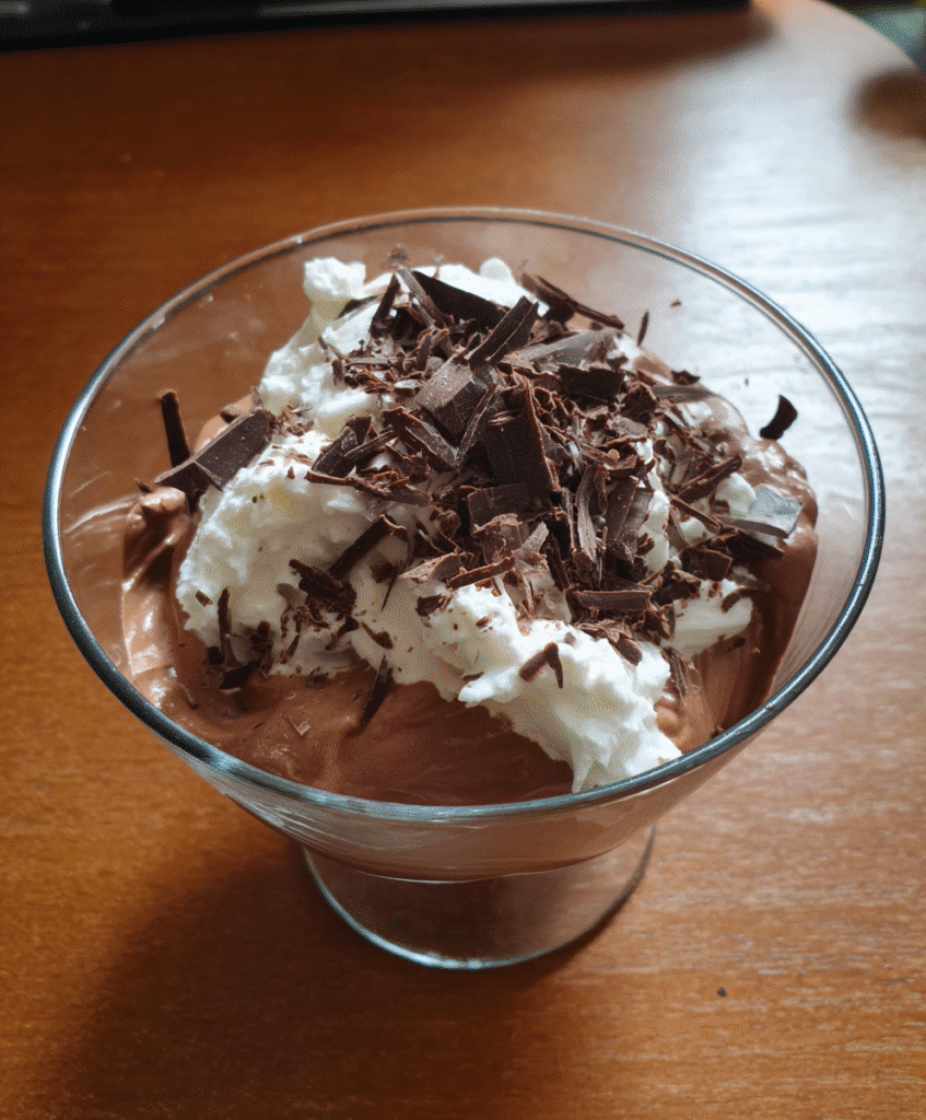 serving chocolate mousse with yogurt