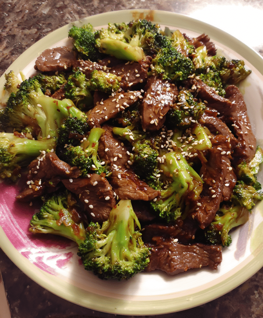 Beef and Broccoli Stir-Fry Served with Rice