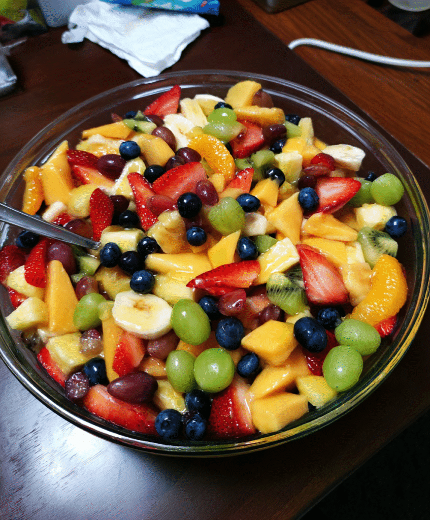 Fresh Ingredients for Fruit Salad with Peach Pie Filling