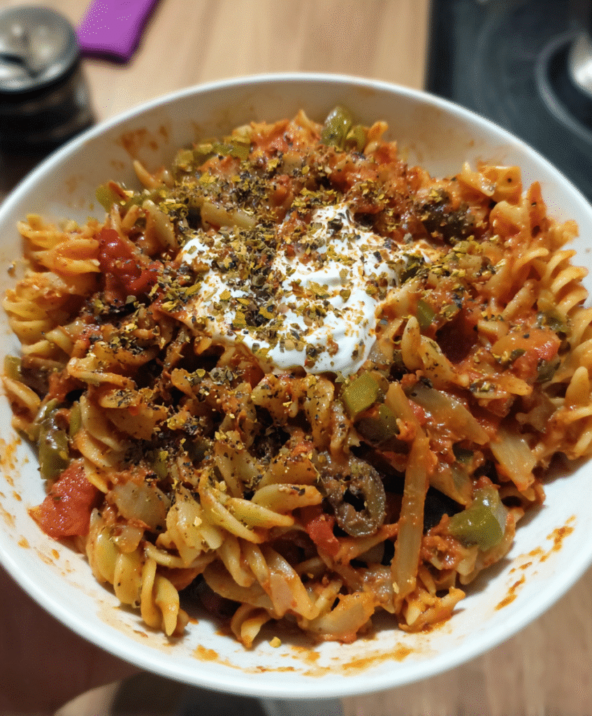 Healthy Turkish Pasta Recipe served with garnish