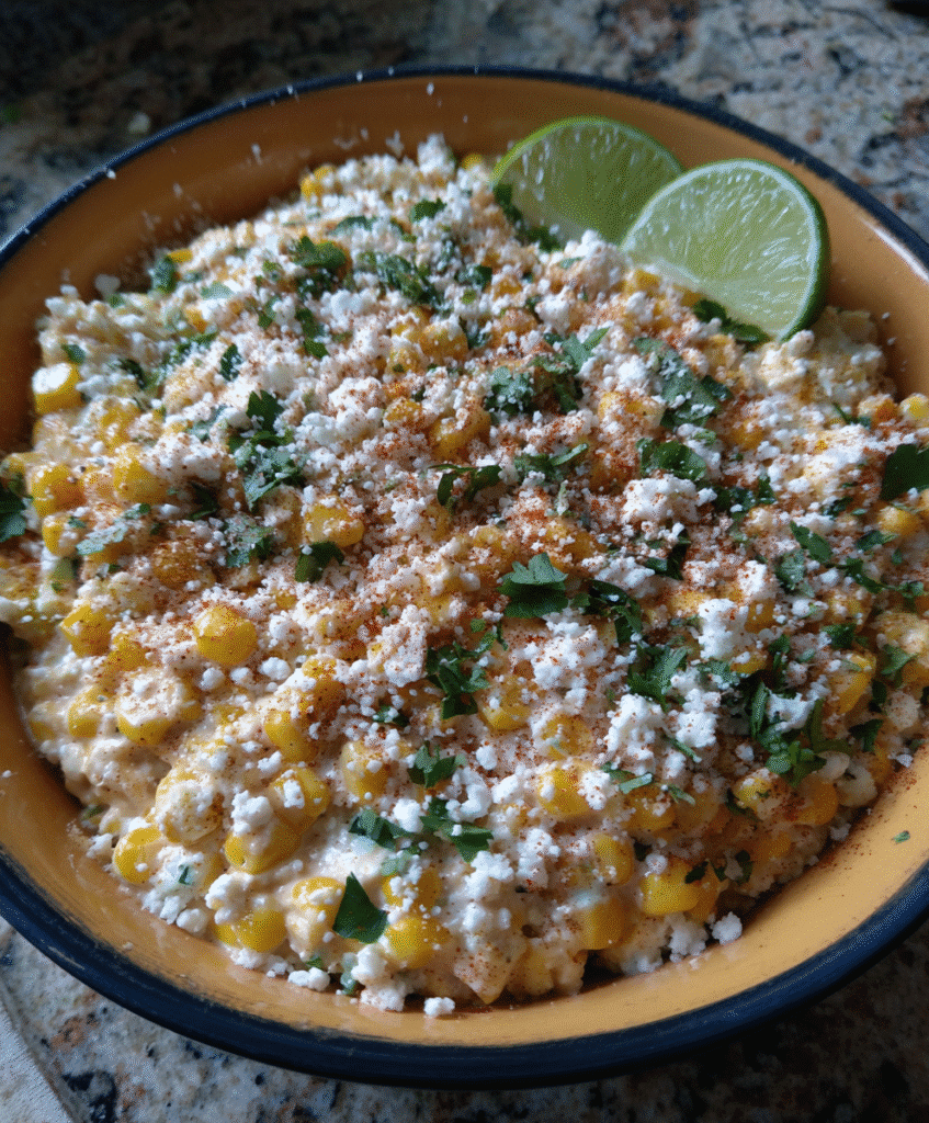 Ingredients for Mexican Street Corn Dip laid out on a wooden table