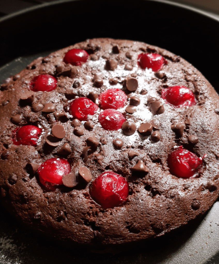 Chocolate Cherry Cake Batter in Pan