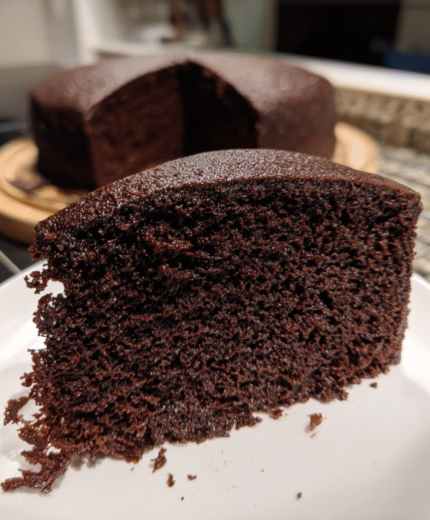 Moist Mayonnaise Chocolate Cake on plate
