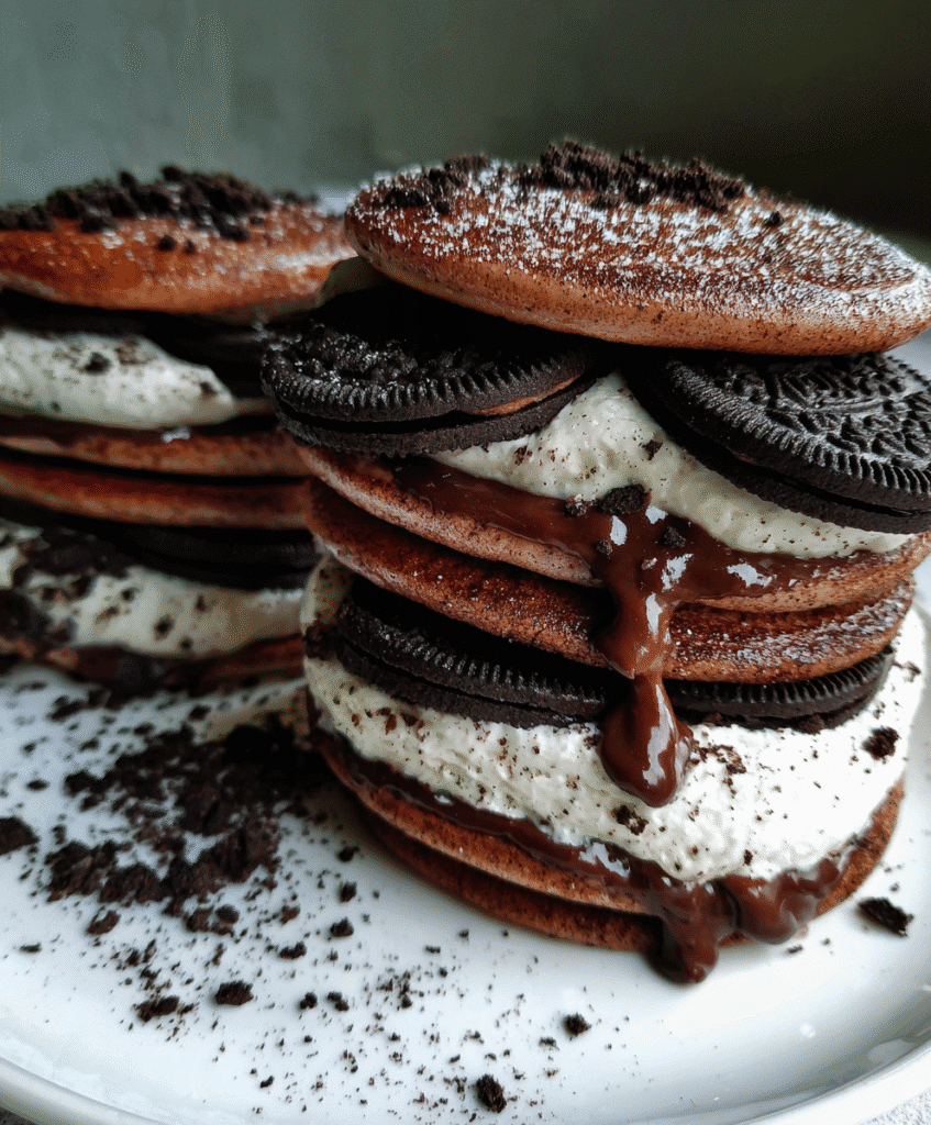 Oreo Dorayaki Cake with creamy Oreo filling