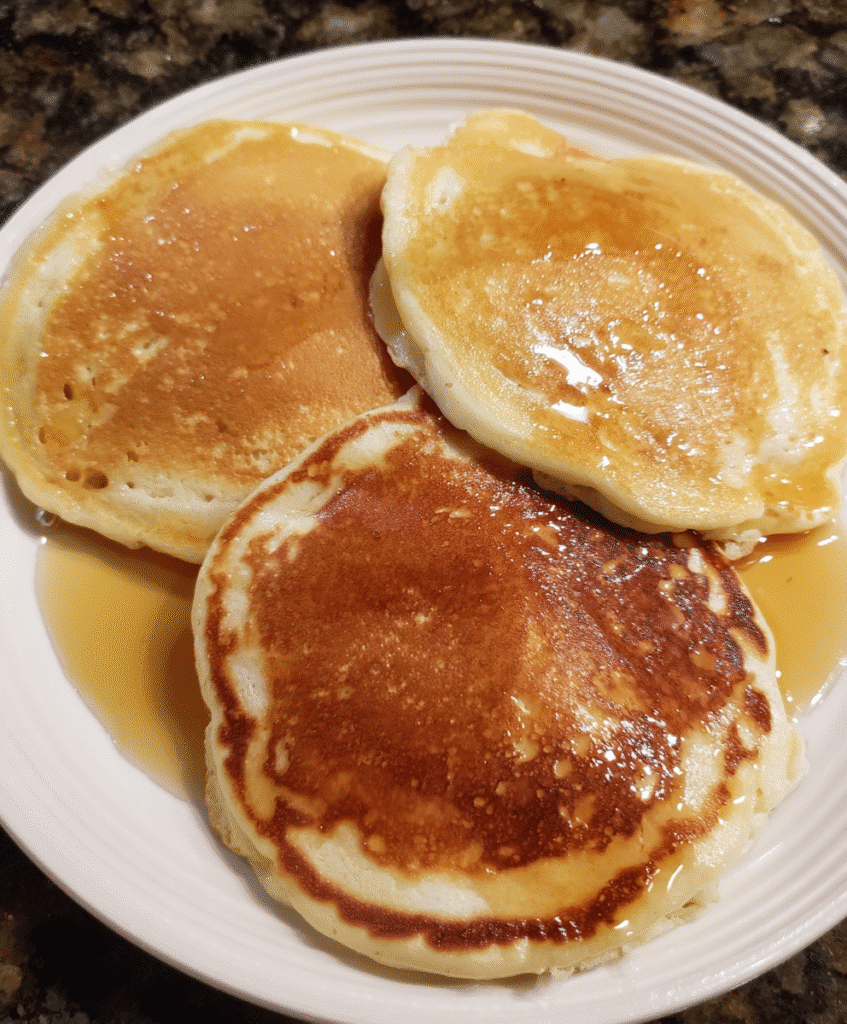 Served Fluffy Pancakes with Toppings