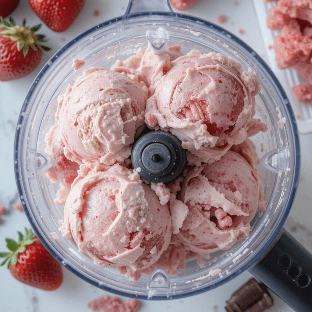 Strawberry Cottage Cheese Ice Cream in a bowl