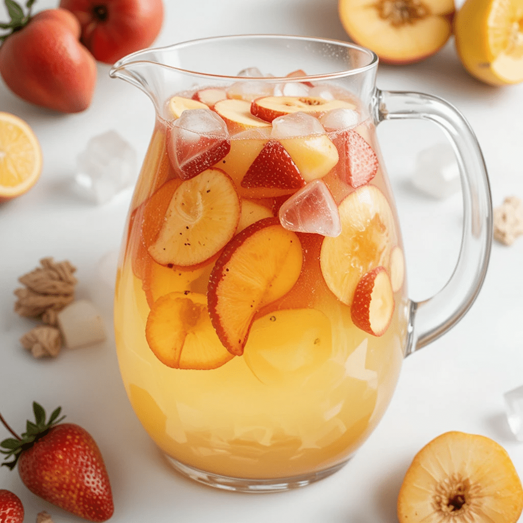 Pouring wine and schnapps for sangria