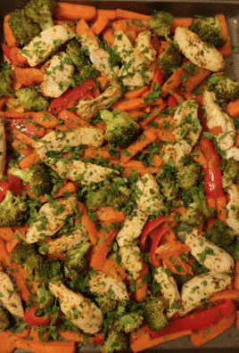 Sheet Pan Chicken and Vegetables with roasted veggies