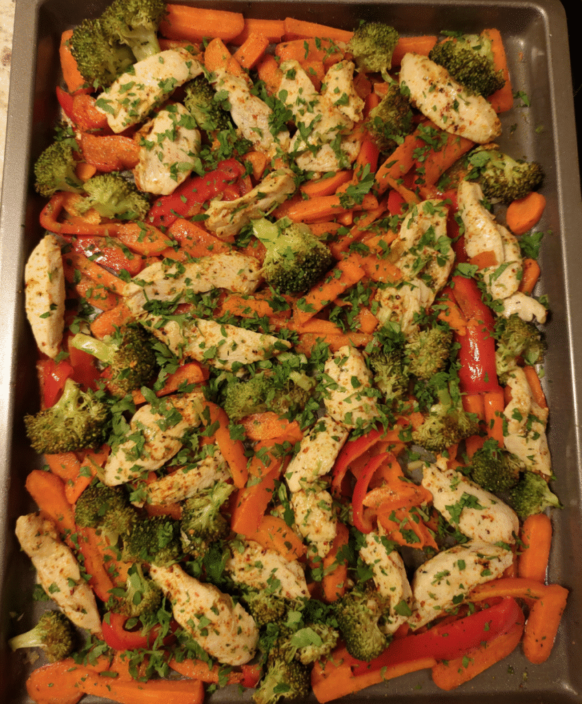 Sheet Pan Chicken and Vegetables with roasted veggies