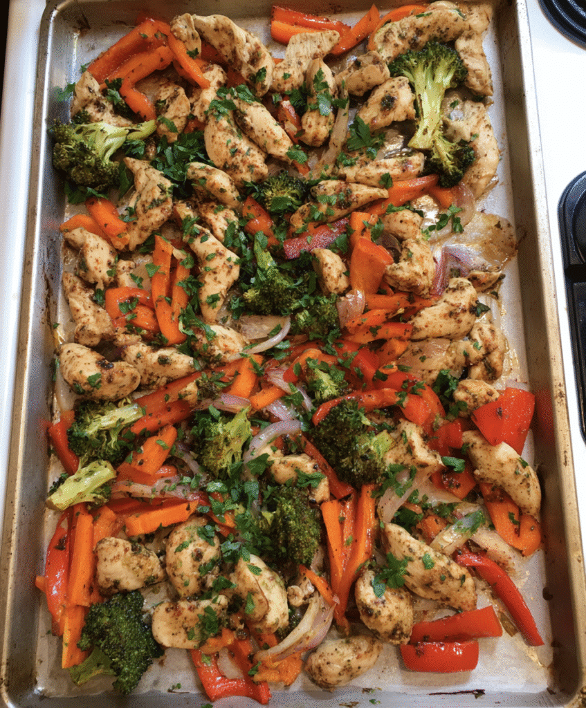 Printable recipe card sheet pan chicken