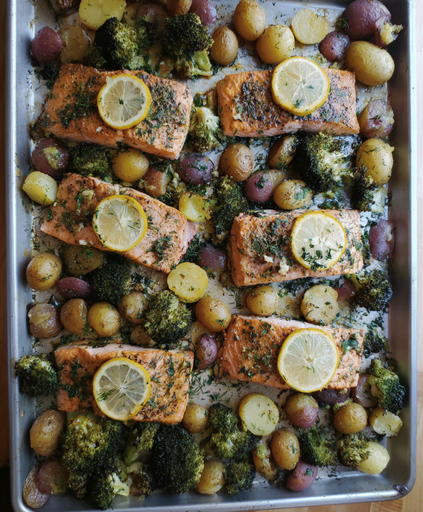 Sheet Pan Lemon Herb Salmon Recipe Card