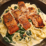 Tuscan salmon with creamy garlic Alfredo